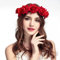 Rose Blume Stirnbänder,Halloween Rose Blume Stirnband,Rose Blume Haarspange für Hochzeit Braut Brautjungfer Party Festival(Rot)