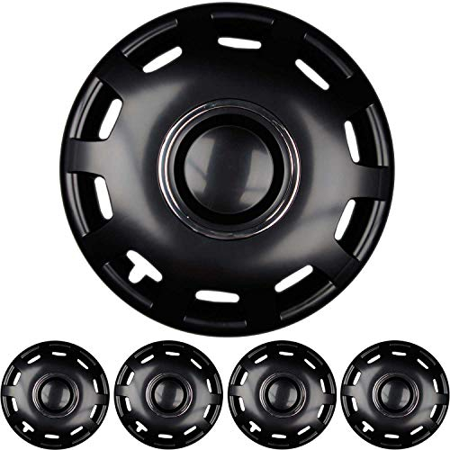 4X Premium Design Radkappen Radzierblenden 14 Zoll 'Alabaster' in Schwarz