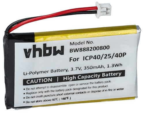 vhbw Akku kompatibel mit Sena SMH-5 | Wireless Headset Kopfhörer (350 mAh, 3,7 V, Li-Polymer)