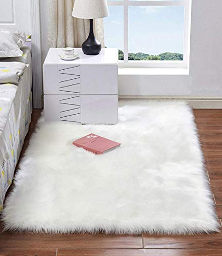 HARESLE Hochflor Teppich Wohnzimmer Weiß Hochflor Teppich Flauschig für Schlafzimmer(Weiß/160x230cm)