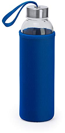 nm Borraccia 500ml Vetro con Astuccio in Neoprene Bottiglia Acqua Alta qualità Adatta Viaggi Bambini Sport Palestra Scuola Lavoro Tempo Libero Riutilizzabile Idea Regalo (Blu)