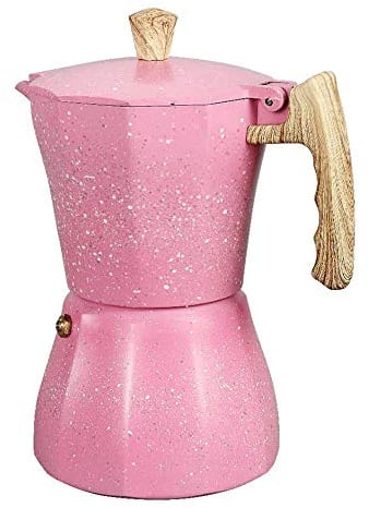 Uniquk la Cafetera Latte Mocha Cafetera Espresso Moka Italiana Cafetera Olla Cafetera de Estufa 300Ml Rosa