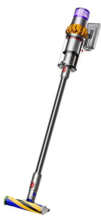 Dyson V15 Detect Absolute Extra: Aspiradora de mano, Acero Inoxidable Amarillo, Tecnología Detect, Modo automático, Cabezal limpiador Laser Slim Fluffy, Motor Dyson Hyperdymium