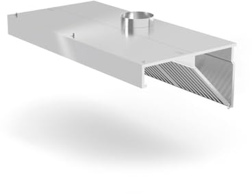 HENDI Dunstabzugshaube, Wandmontage, mit einem Satz Labyrinthfilter aus Edelstahl (spülmaschinenfest), Lüftungsanschluss: ø200mm, ohne Beleuchtung, 1200x700x(H)450mm, Edelstahl