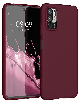 kwmobile Hülle für Xiaomi Redmi Note 10 5G TPU Case - Handyhülle unterstützt kabelloses Laden, Flexible Schutzhülle, gummiertes Cover in Bordeaux Violett
