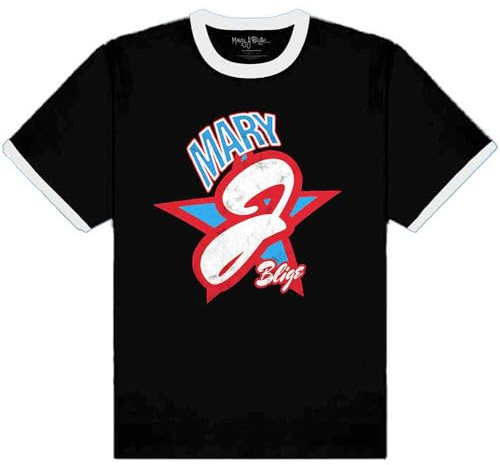 Mary J Blige Ringer T Shirt Americana Logo Official Unisex Black