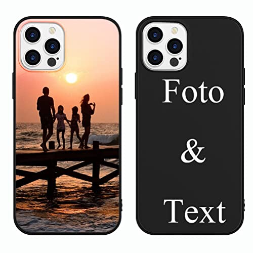 Yoedge Personalisierte Handyhülle für iPhone 13 Pro Max Hülle Personalisiert 6,7, Schwarz Hülle mit Eigenem Foto Bedrucken Bild Text Individuelle Schutzhülle Selbst Gestalten für iPhone13 Pro Max