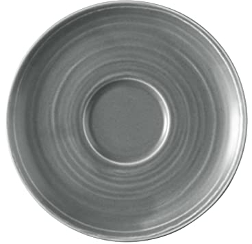 Seltmann Weiden Terra Kombi-Untertasse, 16 cm, Runder Unterteller mit spiralförmigem Relief, Spülmaschinen- und mikrowellenfest, Porzellan, Perlgrau