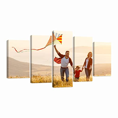 LZIMU Personalisierte Leinwandbilder für die Wand, 5-teilig, individuelle Leinwanddrucke mit Ihren Fotos, für Wohnkultur, einzigartige Geschenke(Rahmen(150x100cm))