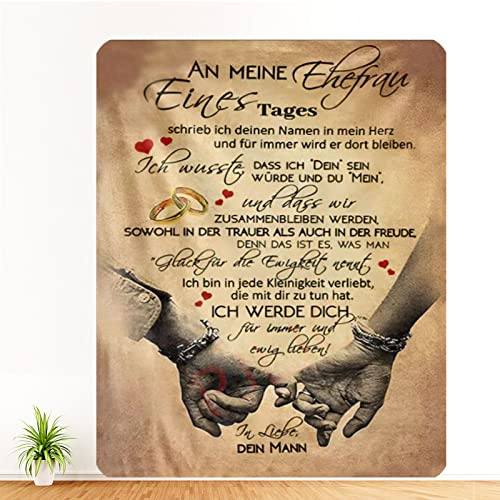 PJLJC Personalisierte Decke Geschenk für Meine Frau, Hochzeitstag Jahrestag Geburtstag Valentinstag Liebe Geschenke für Frauen, Decke An Meine Frau Von Ehemann, Super Weiche Kuscheldecke Flanelldecke