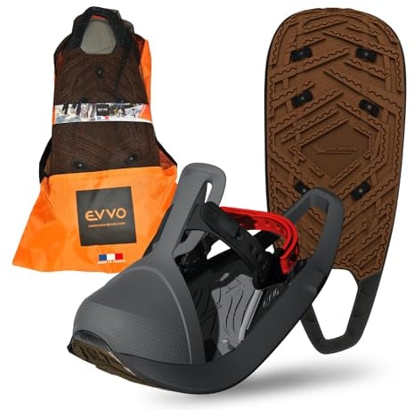 EVVO - TOREE - Raquette à Neige Made in France avec Semelles Biosourced90® Cloutées Michelin®, Fixations Réglables, pour Homme et Femme avec Sac de Transport Inclus, Tout Terrain, Randonnée Neige