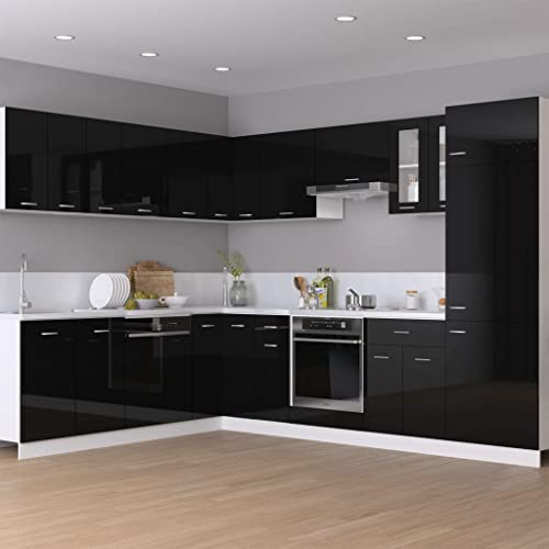 homiuse Eckhängeschrank Hochglanz-Schwarz 57x57x60 cm Holz KüChenschrank Eckschrank Vorratsschrank KüChenunterschrank Aufbewahrungsschrank KüChenschräNke Eckkommode Zwei Regal Mit Arbeitstisch