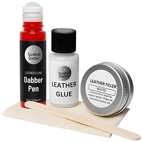 Scratch Doctor Compact Leather Repair Kit Patch, Fill, Glue & Recolour Scratches, Tears, Holes in Leather Furniture, Sofas, Car Seats (Red)
