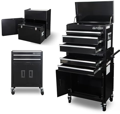 Olympia Tools 20-inch Rolling Tool Chest with Drawers - 5-Drawer Tool Chest Cabinet on Wheels Locking Storage Cabinets Garage Organizers for Workshop