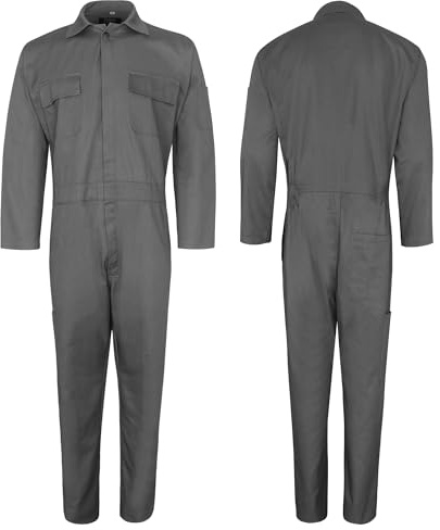 Orika Men's Gray Coverall Boiler Suit - Heavy duty and Lightweight with 2 way Front Zip - for Professionals, Mechanics, Workshop, Painters, Decorators and Builders., XL