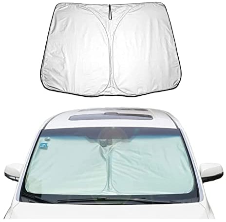 Auto Windschutzscheibe Sonnenblende für VW Crafter 2017+, Faltbarer Frontscheibenabdeckung Sonnenschutz Regenschirm Auto Sonnenschirm UV Schutz,B-Silver
