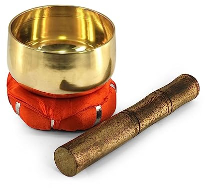 ROCKING GIFTS Bowl - Cuenco Tibetano con cojin y baqueta, aleacion compuesta de 5 Metales Diferentes, 10 cm, meditación