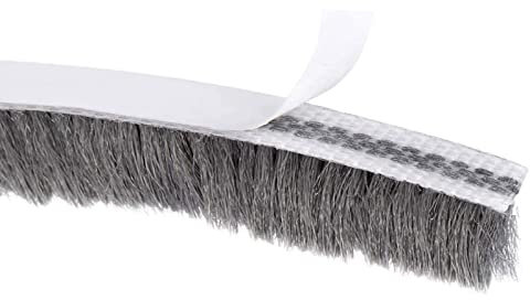 TA-VIGOR Brush Weather Stripping, 5m(L) x 7mm(W) x8mm(T) Adhesive Felt Door Seal Strip Pile Weatherstrip, High-Density Brush Strip Draught Excluder for Window Door