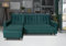 Corner Sofa, Green Velvet. L Shaped Sofa Bed with two storage compartments. Left or Right