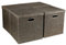 BinWhiz 4 Stück Aufbewahrung mit Deckel, Faltbare Aufbewahrungsbox Stoff, Aufbewahren Boxen mit Griffen, Würfel-Organisator, Multifunktionale Stoffbox, Ideal für Zuhause, 33 x 33 x 33 cm (Braun)