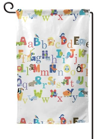 Breaux Dekorative Flagge mit Tier-Alphabetdruck, 32,5 x 45,7 cm, für den Außenbereich, Garten, kleine Flagge (nur Flagge)