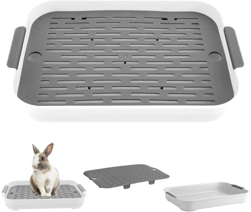 Petit Animal Toilette, Boîte Litière Pour Lapin et Petits Animaux, Pot d'Entraînement Pour Cochons d'Inde/Furets (Gris)