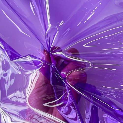 ONEART | Violett Transparentes Vinyl-Stoff 91×135 cm, Mehrzweck-0.3 mm Klares Weich TPU-Gewebe Meterware zum Nähen Handwerk und Heimdekor