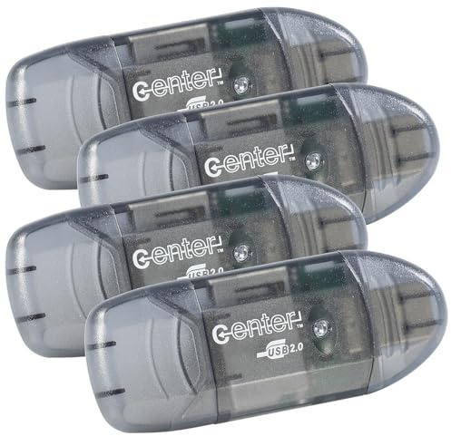 c-enter SD Kartenleser: 4er-Set USB-2.0-Cardreader & USB-Stick, für SD(HC/XC)-Karten (Adapter, USBstick-Cardreader, Sticks)