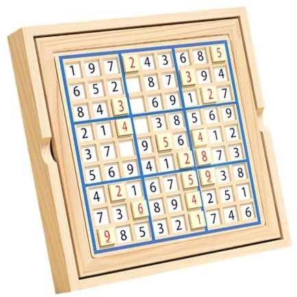 TTETTZ Holz Sudoku Brettspiel Set, Holz Sudoku Brettspiel, Pädagogisches Spielzeug Mit Schublade, Zahlen Denkspiel für Erwachsene