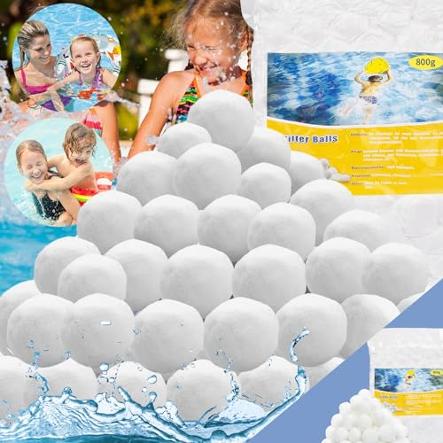 NINGESHOP Balle Filtrante Piscine, 800g Balles Filtrantes pour Remplace 28kg de Sable Filtration Piscine, Réutilisables Boules de Filtre de Piscine Convient Aux Systèmes de Filtration pour Piscine