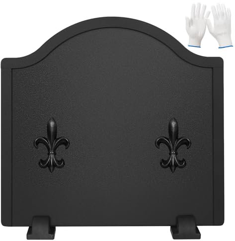 STBoo Firebacks for Fireplace 16 inch - Fireplace Back Plates with Feet | Fire Backs for Kitchen Backsplash Decorative Flower Design | Fireplace Heat Deflector Wall Protection
