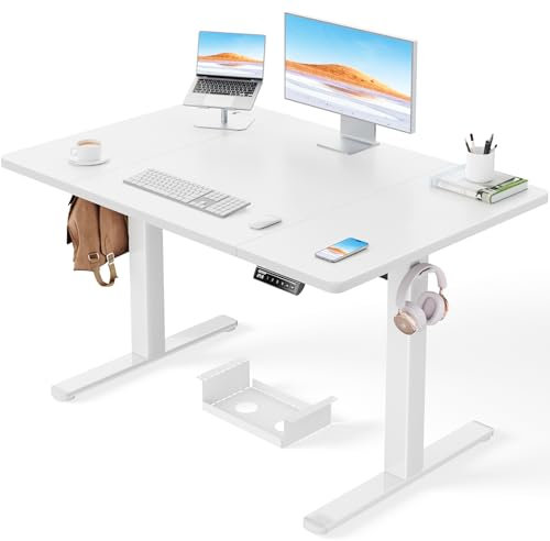 ErGear Bureau Assis Debout avec Moteur Brushless avancé-120 x 80 cm-100 kg de capacité de Charge Bureau Assis Debout Electrique, Fonction silencieuse, Cadre métallique Robuste