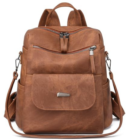 Amexo Rucksack tasche 2 in 1 damen, Soft PU Leder handtasche Rucksack für Damen, Damen Freizeit multifunktional rucksack mittelgroß für den täglichen Gebrauch auf Reisen Arbeit und Schule (braun)