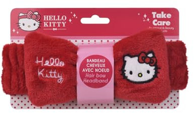 Mädchen Stirnband mit Schleife – Flauschiges Haarband mit Hallo Kitty – Rosa Haarreif für Kinder – Weiches Kopfband für Gesichtspflege, Make-up & Spielspaß