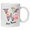 Personalised Mug Cup Watercolour Beautiful Floral Initial Name Tea Coffee Boxed Gift Christmas Gifts for Her Drinkware Ceramic (Letter W)