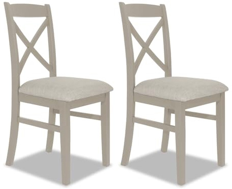Statement Furniture Florence Set of 2 Cross Back Dining Chairs with Upholstered Seat, Wooden Highback Chairs | W45cm H98cm D53cm, Seat Height 50cm (truffle, 2-Chairs)