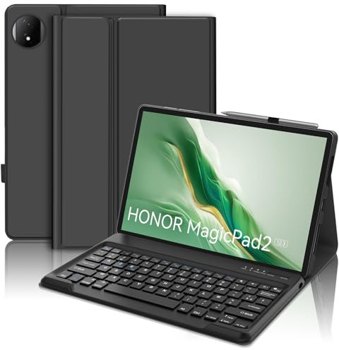 FOGARI Teclado para Honor Magic Pad 2 WiFi Tableta 12,3 Pulgadas 2024, AZERTY Francés Funda Teclado Magnético Bluetooth Inalámbrico Funda Funda Funda para Honor Magic Pad 2 12,3, Negro