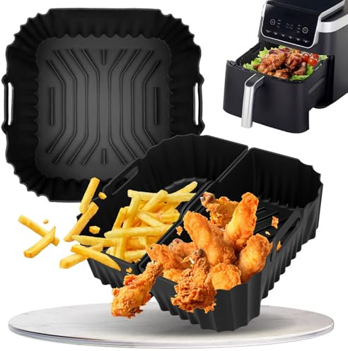 19-23CM Accessori Friggitrice ad Aria, Teglie per Friggitrice ad Aria per Ninja Max Pro 6,2 L, Philips 6,2L, Cosori 5,5L/6,0L, Accessori Airfryer in silicone riutilizzabili