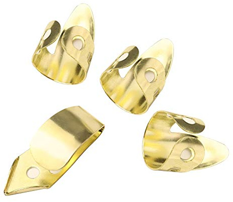 Losueeun Gitarren Finger Picks 3 Zeige Finger + 1 Daumen Verstellbarer Metall Banjo Finger Style Pick Finger Schutz