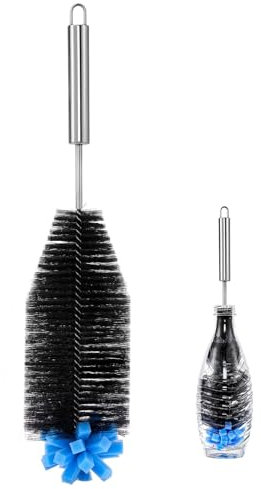 Scovolino Lungo Per Bottiglie - Scovolino 31cm Per Bottiglie Collo Stretto | Strumento Con Spugna Morbida Acciaio Inox Per Accessori Cucina Mangiatoie Colibrì Bicchieri Birra