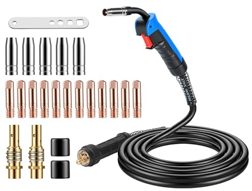 BOSYTRO Torcia di Saldatura a filo MIG/MAG MB15AK 4M con Set 22 Pezzi Deteriorabili, Connessioni in Rame Puro e Impugnatura Ergonomica, per Saldatura CO² in Officina e Industria