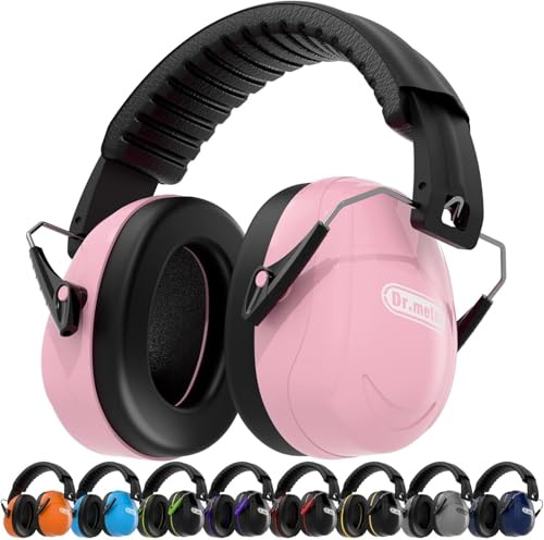 Dr.meter Casque Anti Bruit - Casque Antibruit Adulte SNR 31dB Bandeau Souple Réglable Avec Sac de Transport - Protection Auditive Anti-Bruit pour Environnements Bruyants/Stressants Rose