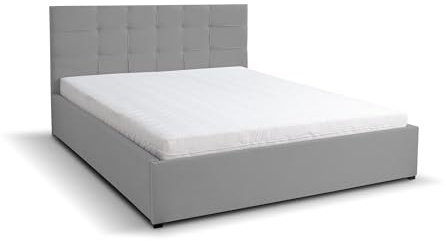 VENASI MÖBEL Polsterbett Jessa mit Kopfteil, 140 x200 cm, Doppelbett mit Bettkasten und Lattenrost aus Metall, Velourstoff, Farbe: Grau
