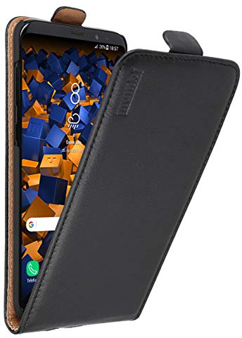 mumbi Echt Leder Flip Case kompatibel mit Samsung Galaxy S8+ Hülle Leder Tasche Case Wallet, schwarz