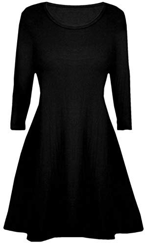Girls Plain Long Sleeves Flare Franki A Line Mini Skater Swing Dress Top Kid Colour: Black - Size: 9-10 Years