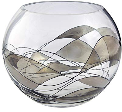Quality SILVER Mosaic Rose Bowl Flower Vase - Mouth Blown/Hand Decorated Glass - Ideal Silver Anniversary 25th Wedding Gift 15cm