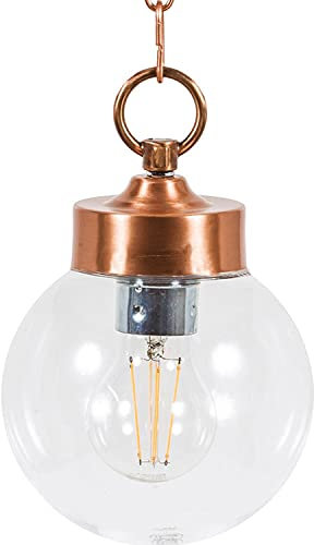 Licht-Erlebnisse Pendelleuchte Kupfer Kugel Schirm IP43 aus Messing rostfrei Premium Außenleuchte Balkon Terrasse