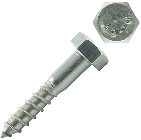 Eisenwaren2000 - Sechskant-Holzschrauben - 10 x 50 mm (50 Stück) - Schlüsselschrauben mit Schaft - Sechskantschrauben - Wiener Schrauben - Edelstahl-Schrauben VA A2 V2A - DIN 571
