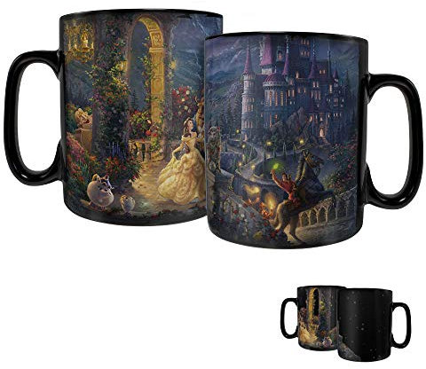 Morphing Mugs Disney – Die Schöne und das Biest – tanzend im Mondlicht, wärmeempfindliche Hinweis-Tasse – vollständiges Bild enthüllt, wenn heiße Flüssigkeit hinzugefügt wird – 473 ml großes