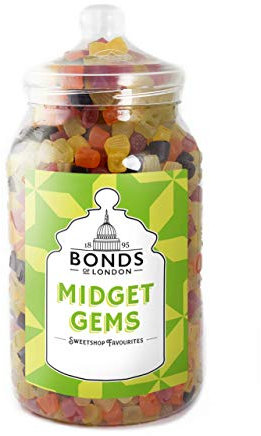 Bonds of London Midget Gems Jar, Fruit Flavoured Retro Gummy Gift Sweets, 2.5 Kg (Pack of 1)